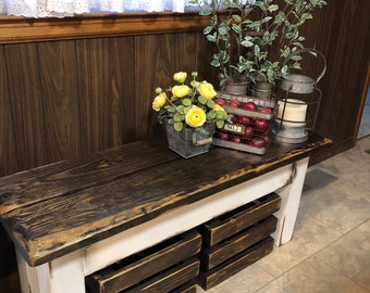 Rustic FARMHOUSE BENCH & Crates