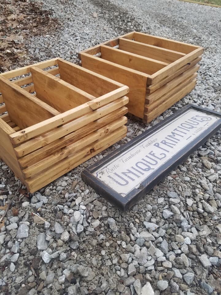 Rustic FARMHOUSE CRATE BOX Lot of Two W Dividers Reclaimed Wood ...