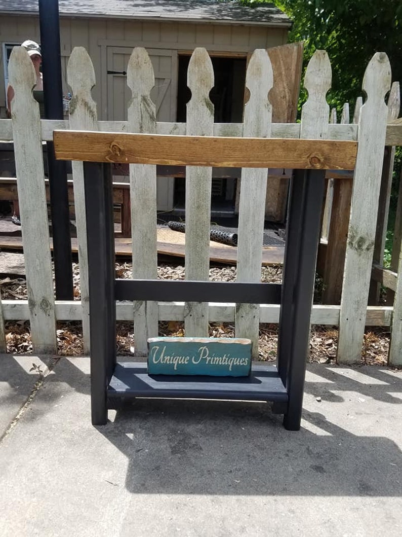 Small Rustic Table Storage Shelf TALL Skinny Sofa Bathroom Etsy