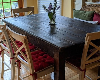 RUSTIC FARMHOUSE TABLE Reclaimed Wood Dark Walnut Primitive Farm House Country Kitchen Custom Sizes Colors By Unique Primtiques