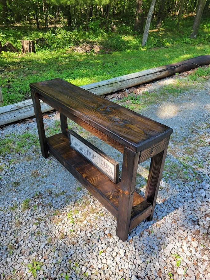 RUSTIC CONSOLE TABLE Wood Entryway Hall Sofa Tv Stand Shelving Accent ...