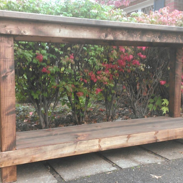 Unique Primtiques Large Rustic 7-FT KITCHEN ISLAND Primitive Dark Walnut Stain Reclaimed Wood Table Bar Bench 24x84x42h Custom Sizes Colors