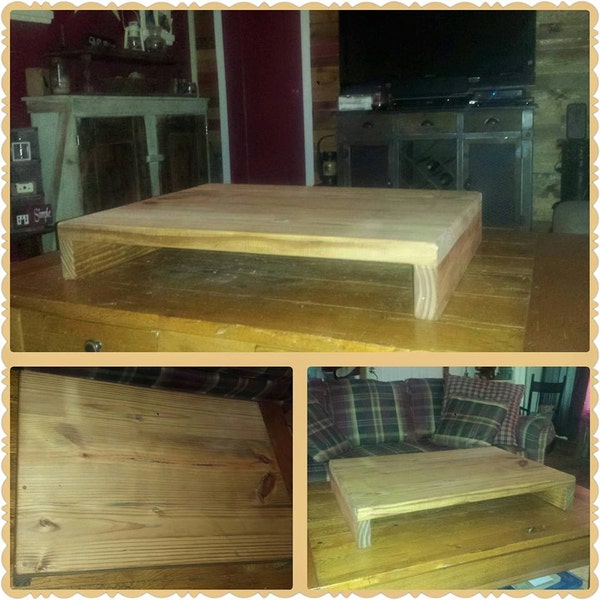 Large Rustic 22" x 31 x 5" h Table Riser Bench Centerpiece TV Entertainment Center Golden Oak Stained Wood Block Custom Sizes & Colors