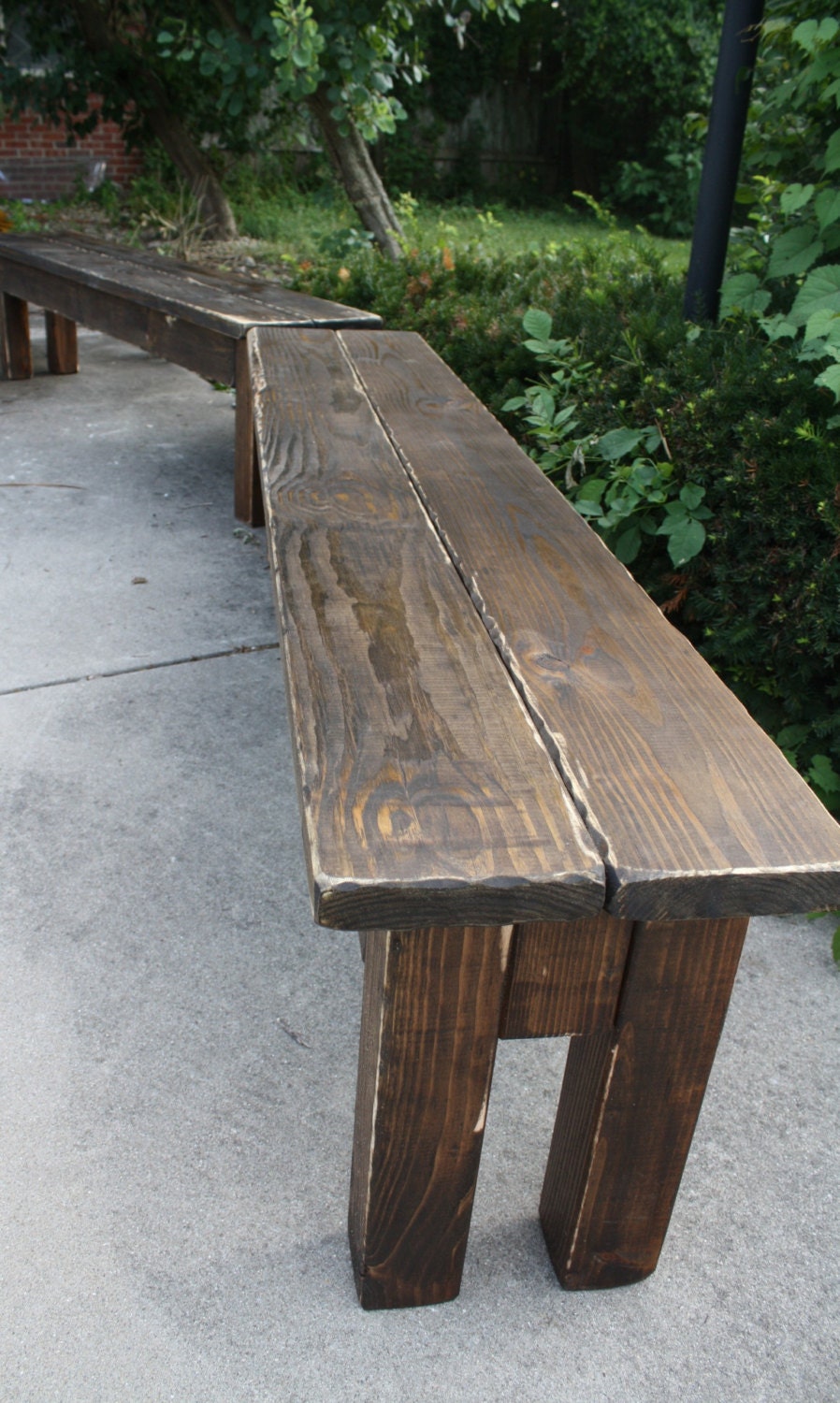 RUSTIC FARMHOUSE BENCH Set of Two Primitive Farm House Large Benches ...