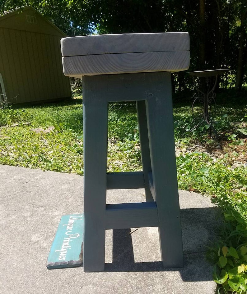 Rustic Reclaimed Wood BAR STOOL Bench Set of FOUR Stools Etsy