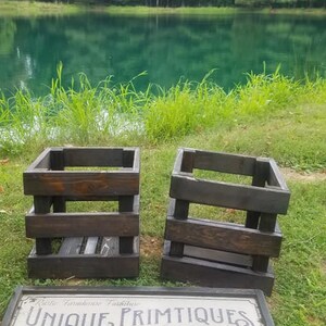 FARMHOUSE CRATE Rustic Reclaimed Wood Dark Walnut Farm House Wall Shelf ...