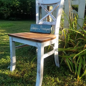 Beautiful Rustic Wood Malaysian Oak CHAIR Solid Wood X-Back Style Kitchen Dining Room Distressed Custom Colors Solid & Sturdy Unique