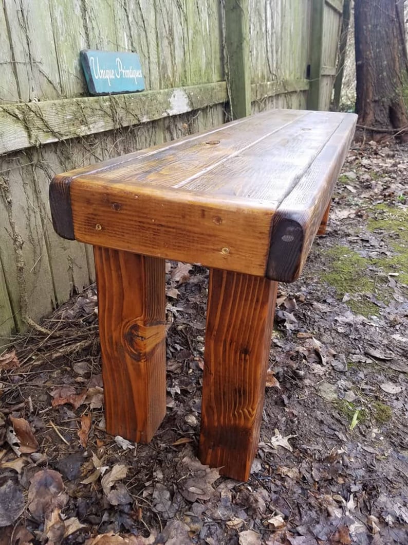 RUSTIC WOOD BENCH Honey Pine Stain Reclaimed Wooden Framed Etsy UK