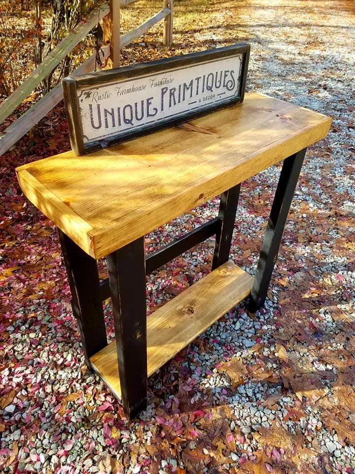 Rustic ACCENT TABLE Reclaimed Wood Console Sofa Hall Entryway Entry TV ...
