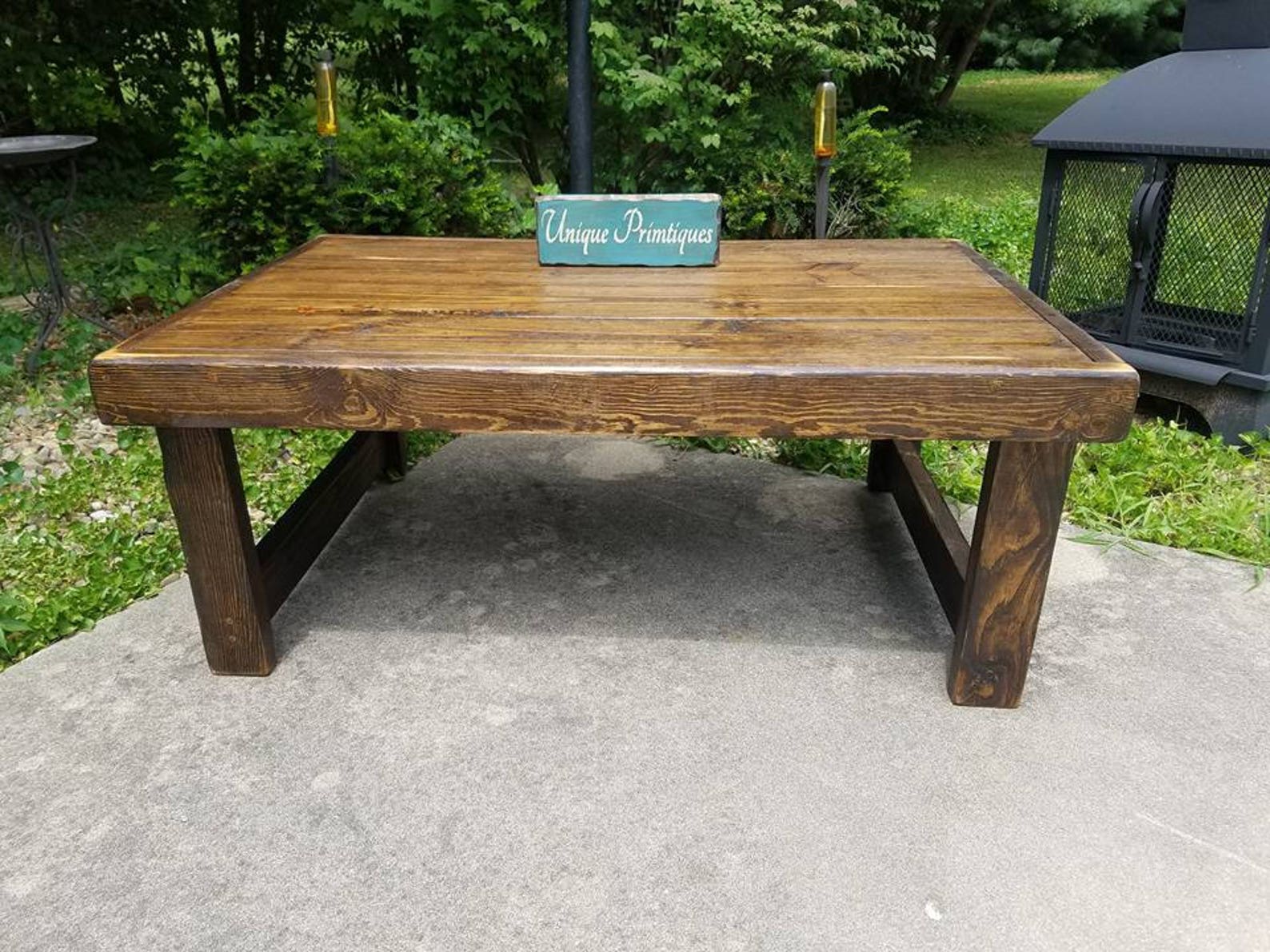 RUSTIC COFFEE TABLE Reclaimed Wood Dark Walnut Farm House | Etsy
