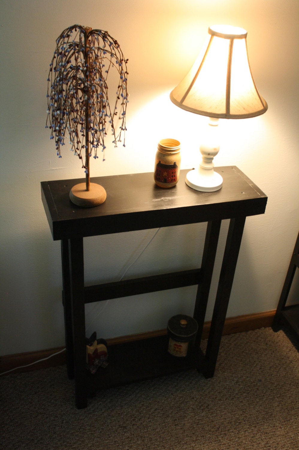 LAMP TABLE ACCENT Hall Entryway Entry Small Black Tall Skinny Etsy