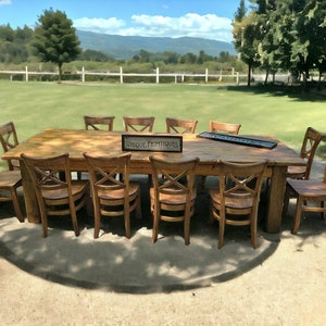 Rustic FARM TABLE 8 ft 10 ft 12 Foot Set W/You Pick Chairs Farmhouse Country Cabin Distressed Large Kitchen Dining Table Custom Sizes Colors