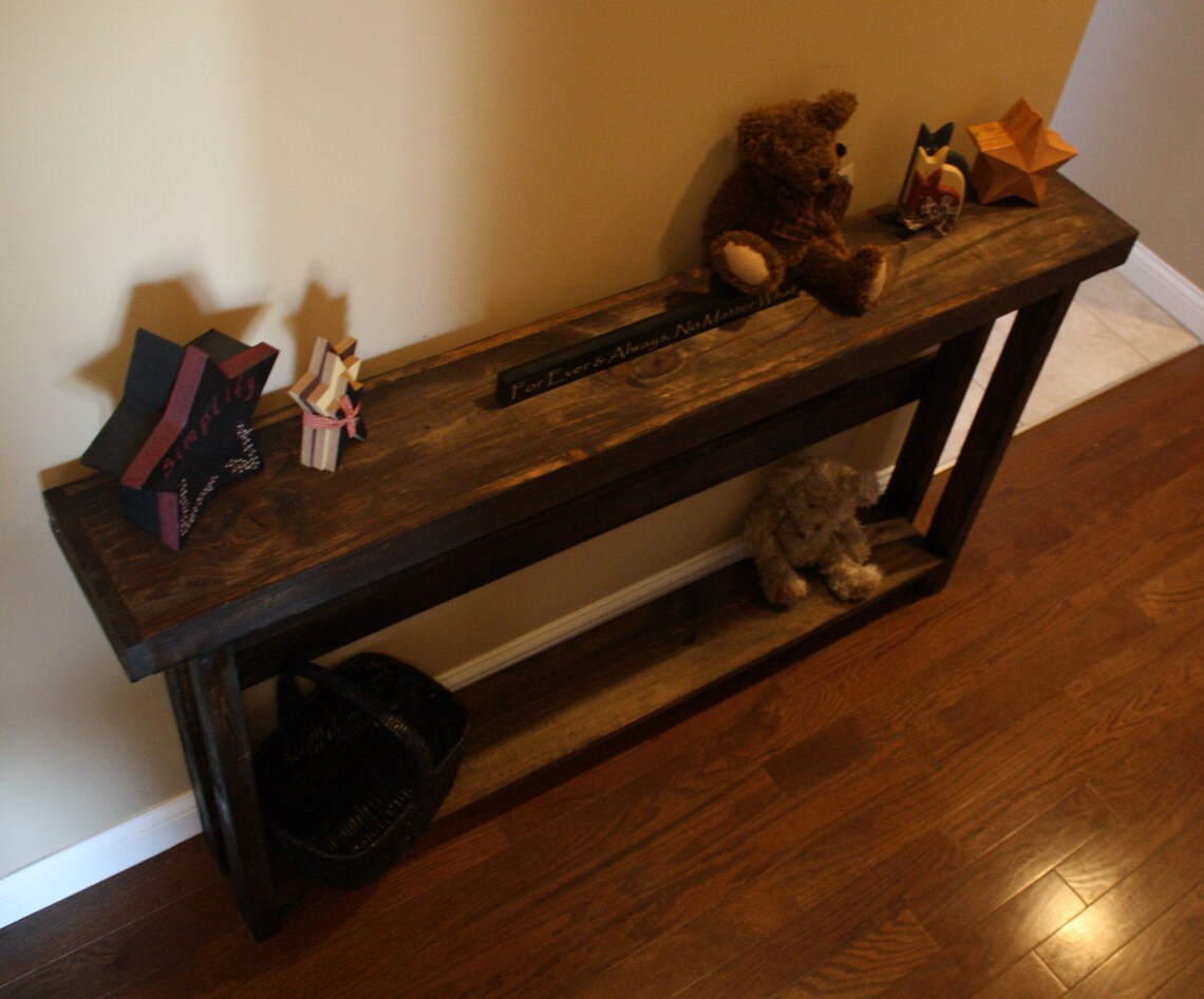 RUSTIC SOFA TABLE Narrow Console Entryway Hall Entry Reclaimed Wood ...