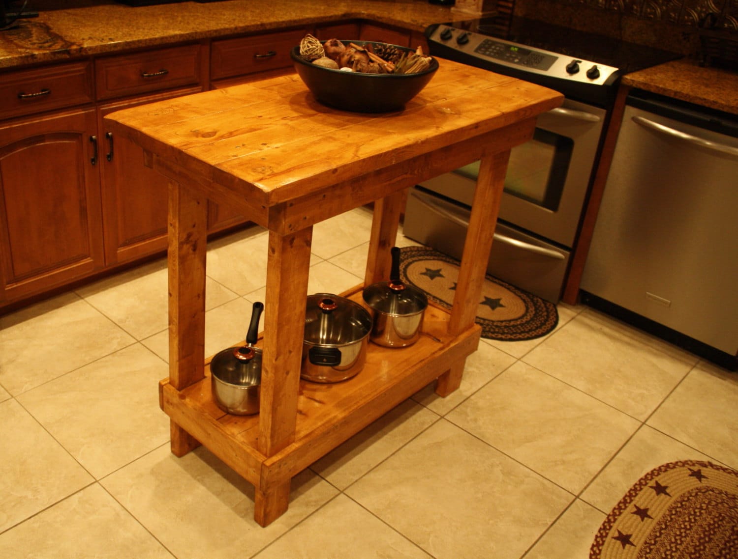 Unique Primtiques Multi Functional Tall Paprika Stained Table Kitchen ...