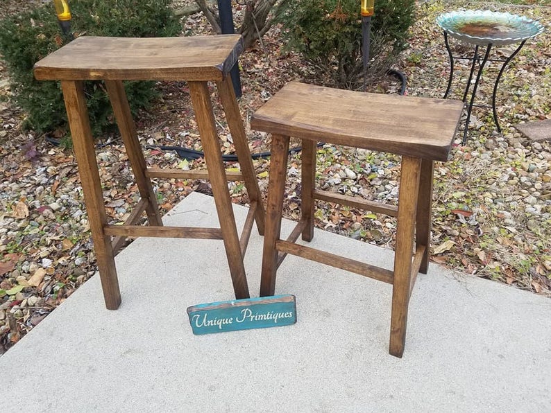 Rustic Wood BAR STOOL 30 High Malaysian Solid Oak Custom Etsy