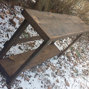 RUSTIC CONSOLE TABLE Sofa Entryway Accent Entry Large Dark Walnut ...
