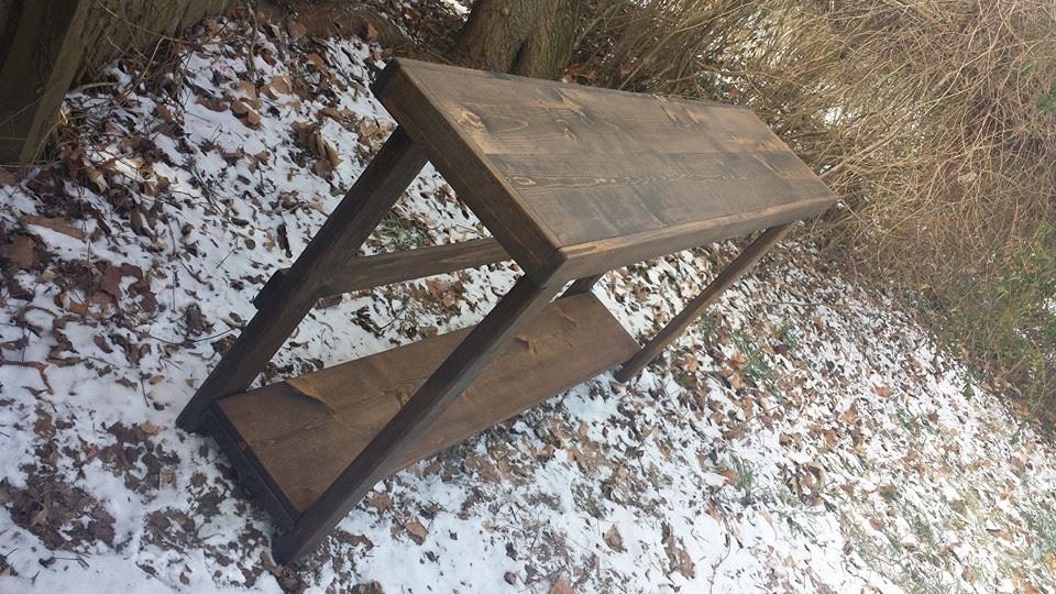 RUSTIC CONSOLE TABLE Sofa Entryway Accent Entry Large Dark Walnut ...