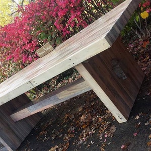 SALVAGED FARMHOUSE TABLE Reclaimed Pallet Barn Woods Farm House Decor W Beam Custom Sizes Colors Weathered Driftwood Oak Walnut Unique