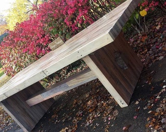 SALVAGED FARMHOUSE TABLE Reclaimed Pallet Barn Woods Farm House Decor W Beam Custom Sizes Colors Weathered Driftwood Oak Walnut Unique