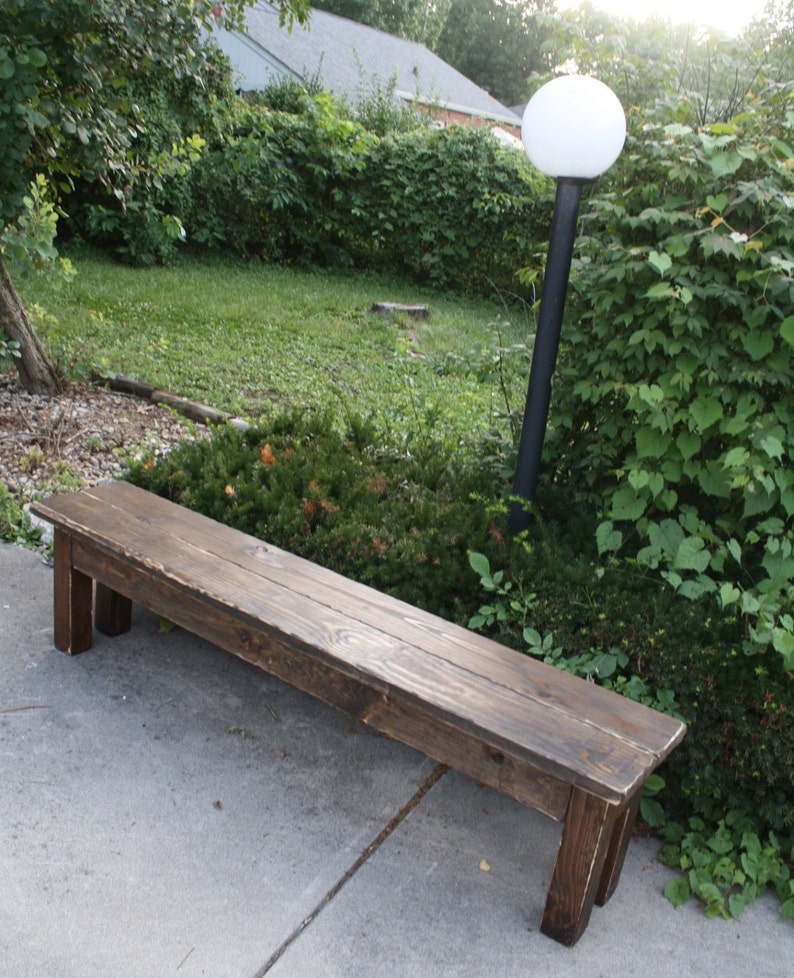 RUSTIC FARMHOUSE BENCH Wood Farm House 14x77x19h Distressed Dark Walnut ...