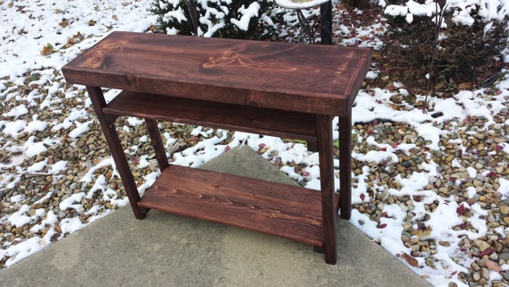 Rustic Primitive Reclaimed Wood SOFA Hall Console Accent Table Book Shelf Dark Walnut Stained Bookcase 12x48x36h Custom Sizes Colors Avail