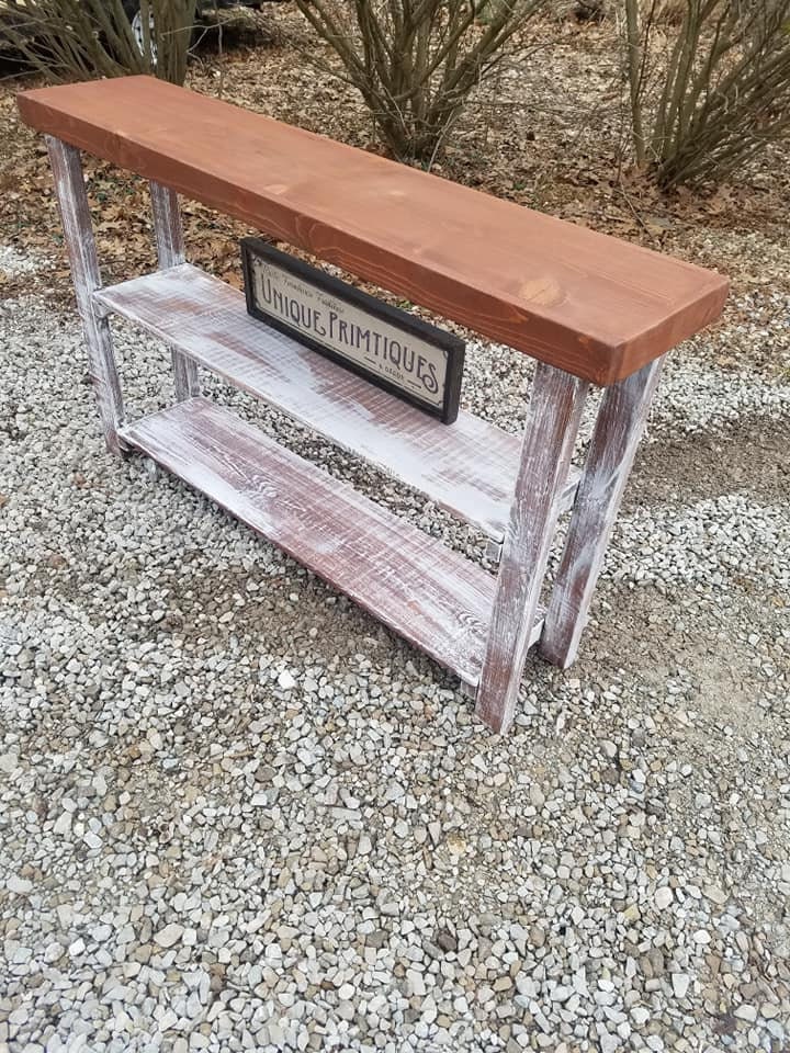 RUSTIC SOFA TABLE Bookcase Console Accent Entryway Entry Hall Reclaimed ...