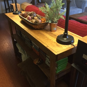 RUSTIC SOFA TABLE Entryway Entry Hall Console Accent Table Reclaimed Wood Early American Bookcase 14x50x32&quot;h Custom Sizes Colors Unique