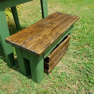 RUSTIC FARMHOUSE TABLE & Two Benches 3-Piece Set Bench Distressed Reclaimed Wood Kitchen Island Small Dining Custom Sizes Colors Unique image 5