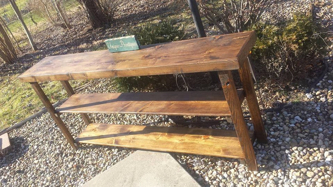 RUSTIC SOFA TABLE Console Bookcase Entryway Entry Hall Accent Dark ...