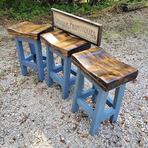 Rustic FARMHOUSE BAR Stool Farm House Country Kitchen Dark Walnut SW Distance Bench Contour Seat 11-1/2 dx16.5 w Custom Sizes Colors