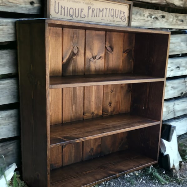 RUSTIC FARMHOUSE BOOKCASE Farm House Country Cabin Shelving Reclaimed Wood Book Shelf Bedroom Tv Stand Console Home Decor Stackable Unique