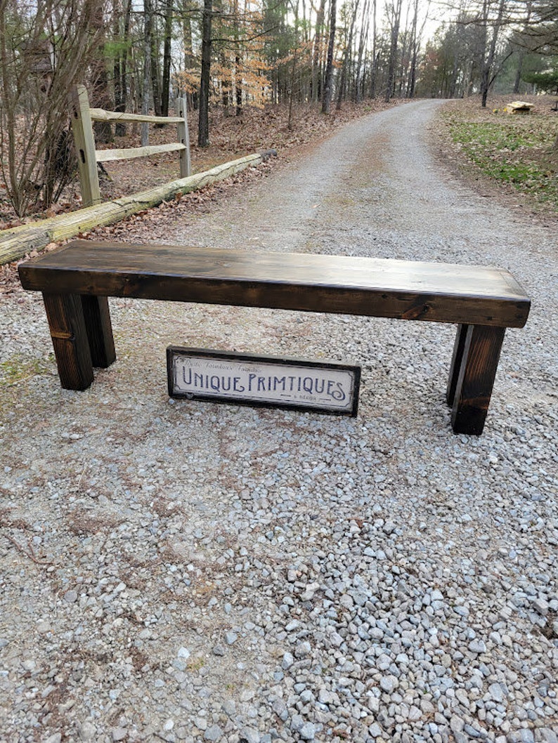 RUSTIC FARMHOUSE BENCH Farm House Indoor Outdoor Kitchen Dining Porch ...