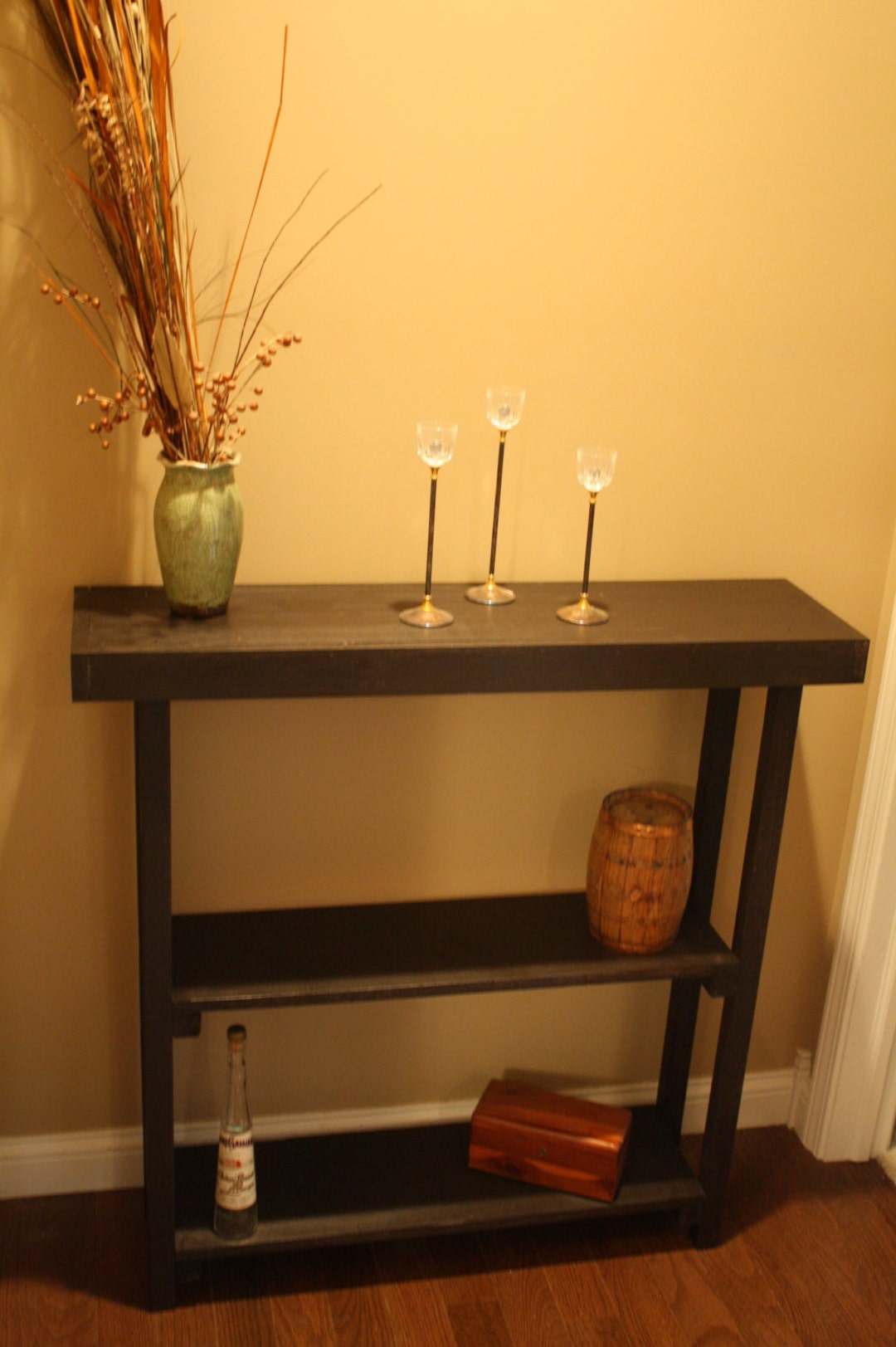 Espresso Mud Room Console Entry Sofa Hall Accent Table Book Shelf ...