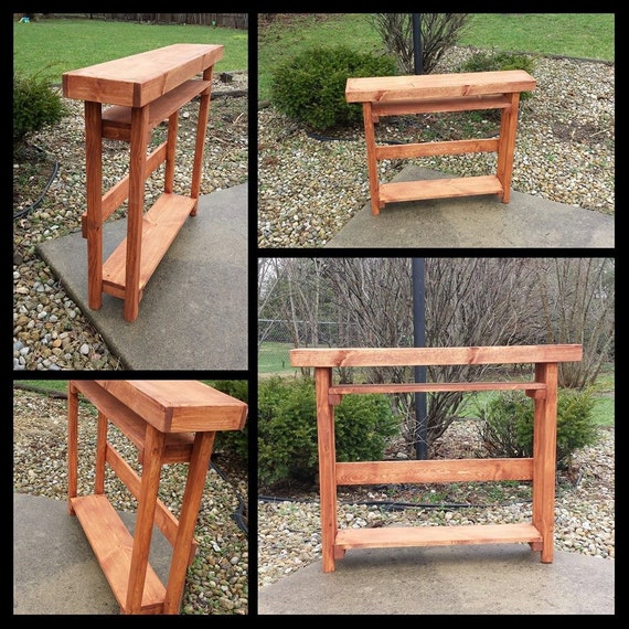 Rustic Primitive Reclaimed Wood SOFA Hall Console Accent Table Book Shelf Dark Walnut Stained Bookcase 12x48x36h Custom Sizes Colors Avail