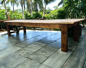 MASSIVE Rustic FARM TABLE  Farmhouse Primitive Country Cabin Distressed Large Kitchen Indoor Outdoor Table Custom Sizes Colors 6" Solid Legs