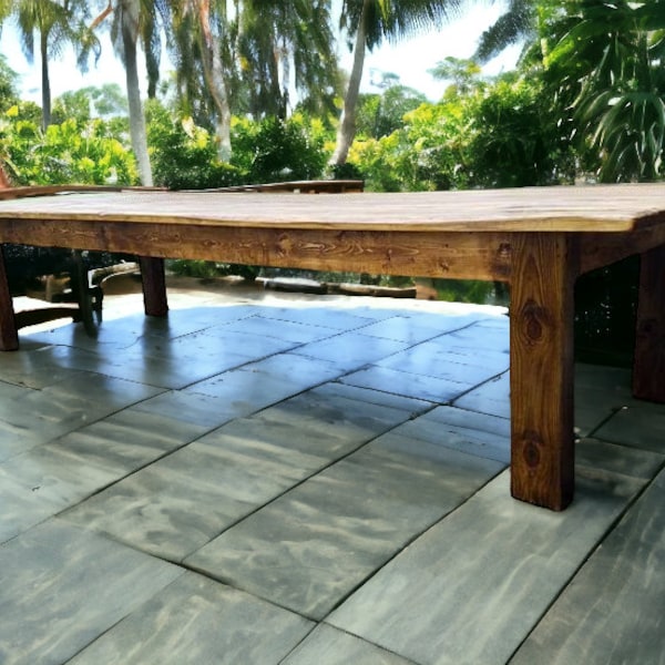 MASSIVE Rustic FARM TABLE  Farmhouse Primitive Country Cabin Distressed Large Kitchen Indoor Outdoor Table Custom Sizes Colors 6" Solid Legs