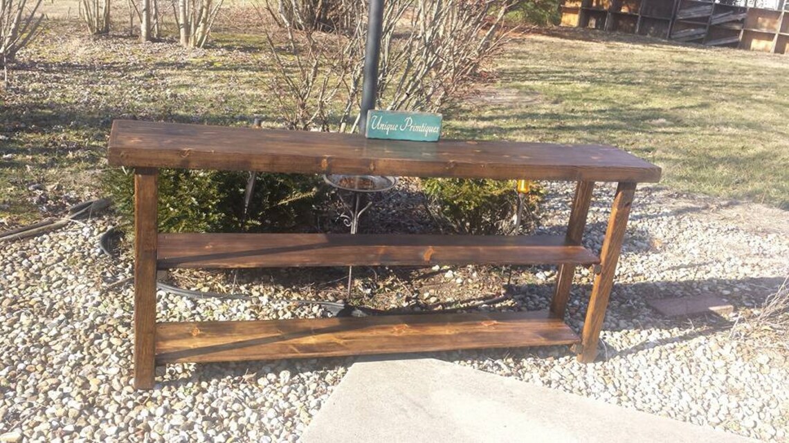 RUSTIC SOFA TABLE Console Bookcase Entryway Entry Hall Accent Dark ...