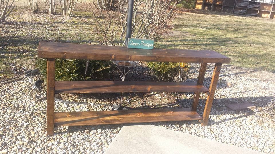 RUSTIC SOFA TABLE Console Bookcase Entryway Entry Hall Accent Dark ...