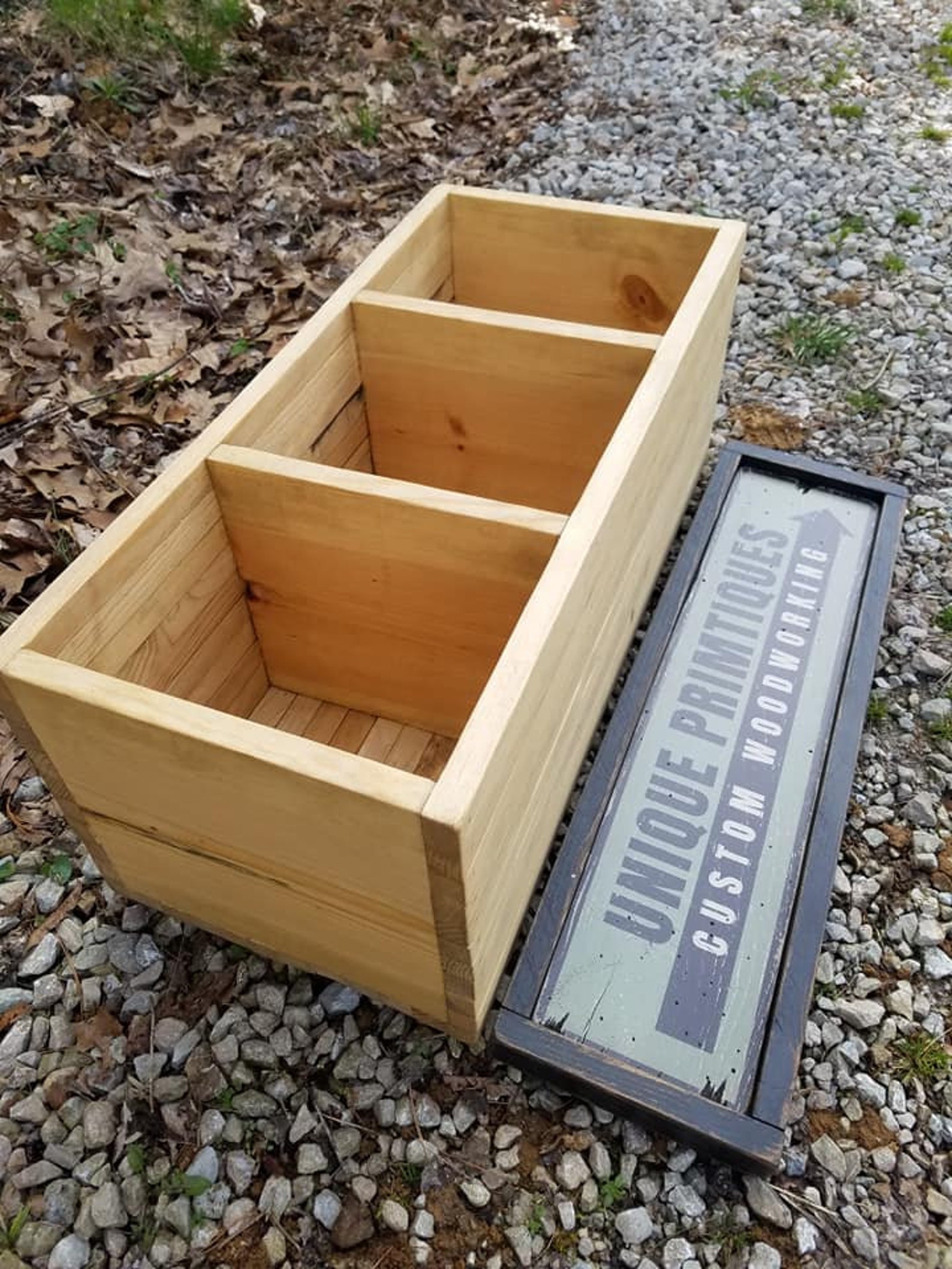 Rustic FARMHOUSE BOX CRATE W Dividers Bathroom Kitchen Wine - Etsy