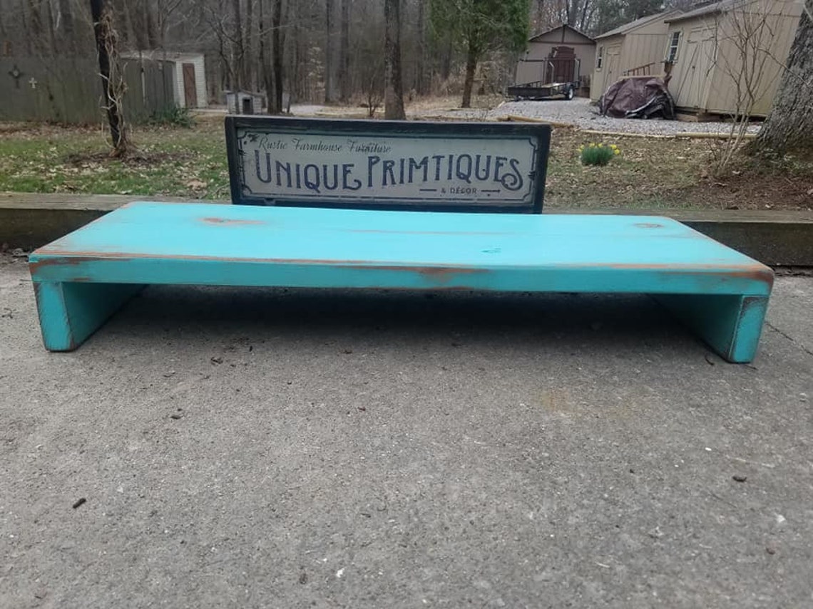 Rustic TABLE RISER Distressed Primitive Computer Monitor Printer Stand ...
