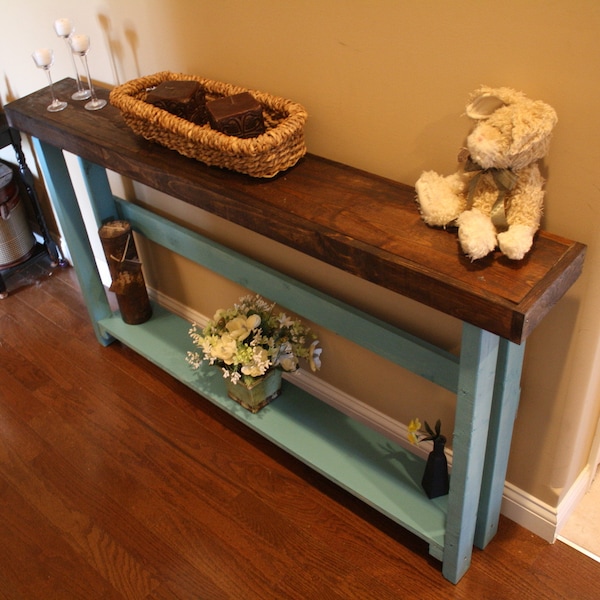 RUSTIC CONSOLE TABLE Entry Entryway Hall Sofa Table Coastal Farmhouse Custom Sizes Colors Heights Unique Primtiques Custom Woodworking