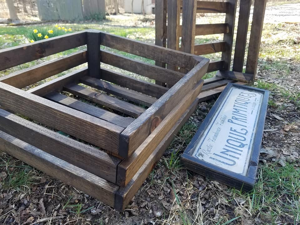 FARMHOUSE CRATES Lot of TWO Rustic Reclaimed Wood Farm House Wall Shelf ...
