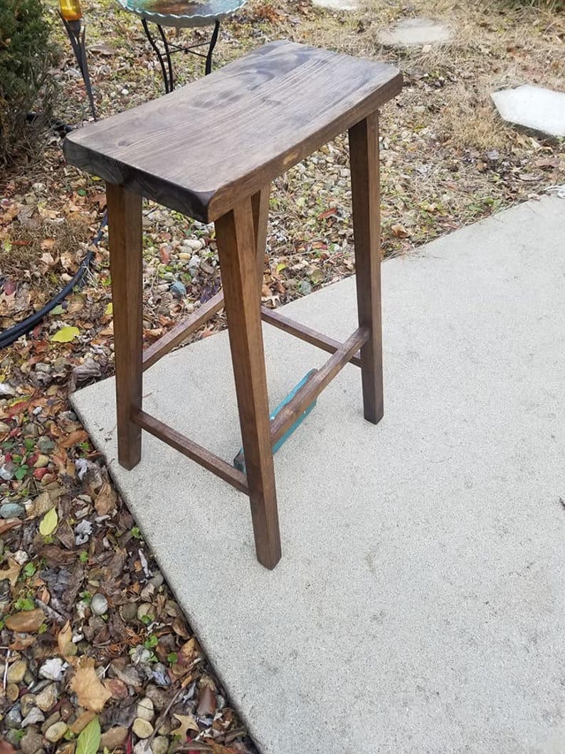 TWO Rustic Wood BAR STOOLS 30 High Malaysian Solid Oak Etsy