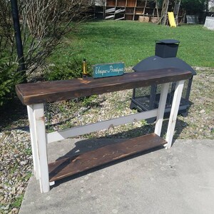 Rustic SOFA Console TABLE Reclaimed Wood Dark Walnut Stain Distressed Country White Hall Entryway Mudroom Custom Sizes Colors 10x60x33&quot;h