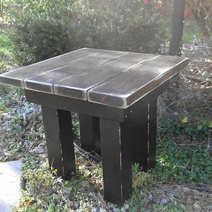 RUSTIC FARMHOUSE END Table Farm House Side Dark Walnut Kettle Black DIstressed Reclaimed Wood Side Night Stand 22x22x20h Custom Colors Sizes image 6