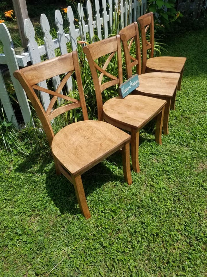 FOUR Beautiful Rustic Wood Malaysian Oak CHAIRS Solid Wood Etsy