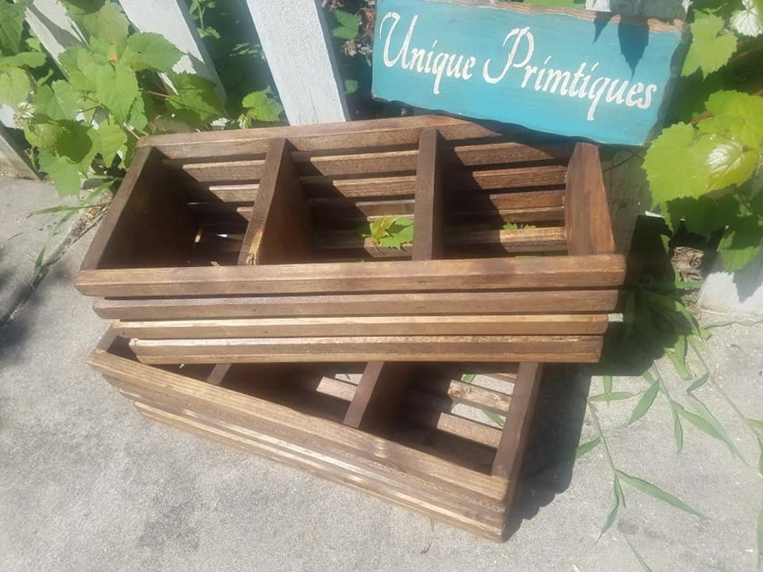Rustic FARMHOUSE CRATE BOX Lot of Two W Dividers Reclaimed Wood ...
