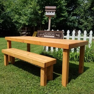 RUSTIC FARMHOUSE TABLE Kitchen Farm House Country Living Wood Table Benches Bench Set Custom Sizes Colors See Drop Down Menu Options