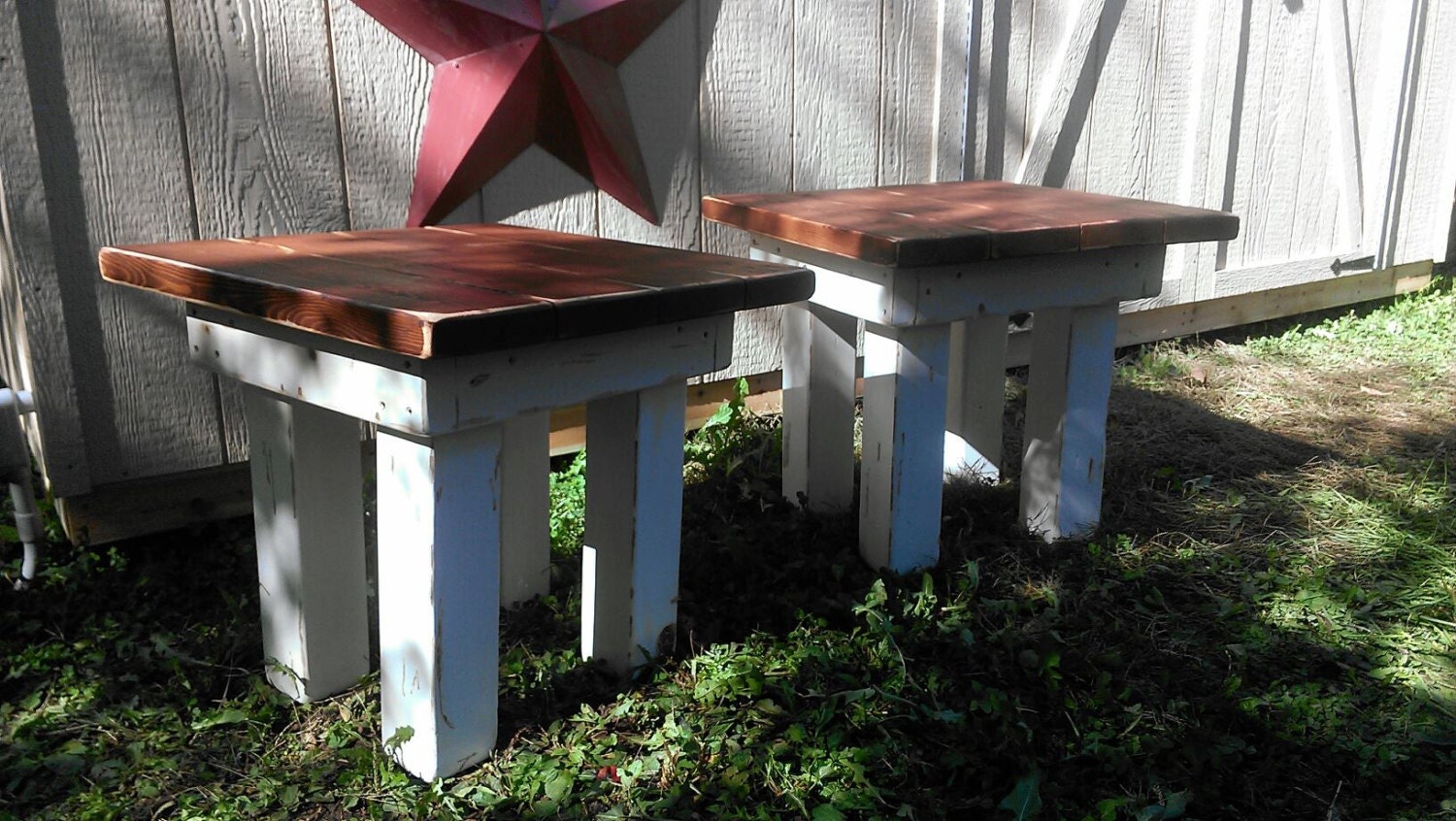 RUSTIC FARMHOUSE END Table Set Farm House Tables American Walnut ...