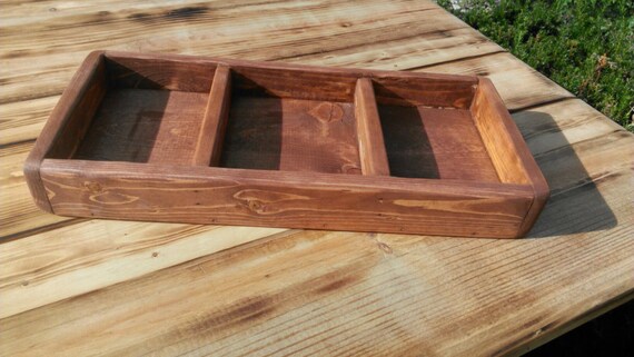 RUSTIC WOOD TRAY Storage Box Home Desk Decor Dish Shelf English Chestnut Stained Reclaimed Northern Pine Wood Custom Sizes & Colors
